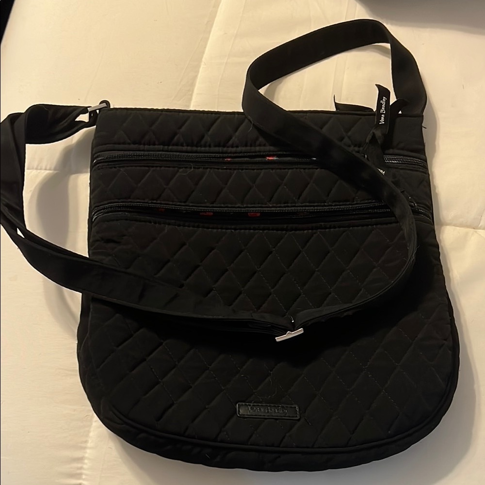 Vera Bradley Black Quilted Messenger Bag with Adjustable Strap